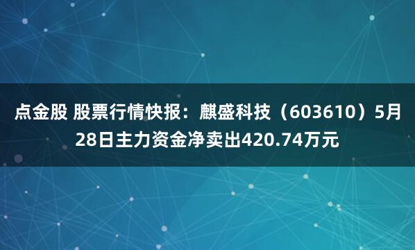 点金股 股票行情快报：麒盛科技（603610）5月28日主力资金净卖出420.74万元