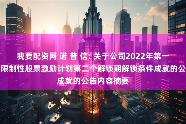 我要配资网 诺 普 信: 关于公司2022年第一期、第二期限制性股票激励计划第二个解锁期解锁条件成就的公告内容摘要